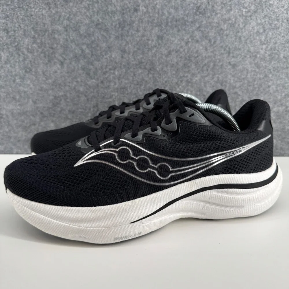 Saucony Ride 15 Running Shoes Womens 10.5 Black Silver S11056-100 Sneaker